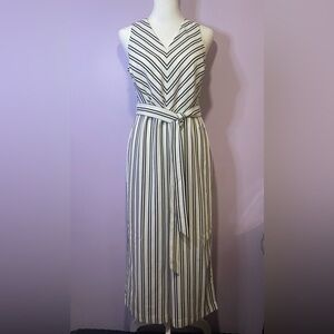 Banana Republic romper/jumpsuit white/black stripes 2P petite EUC